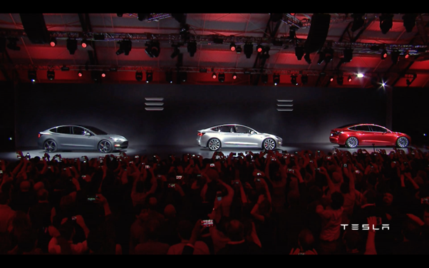 Presentations Model 3 Tesla Bleu rouge blanche